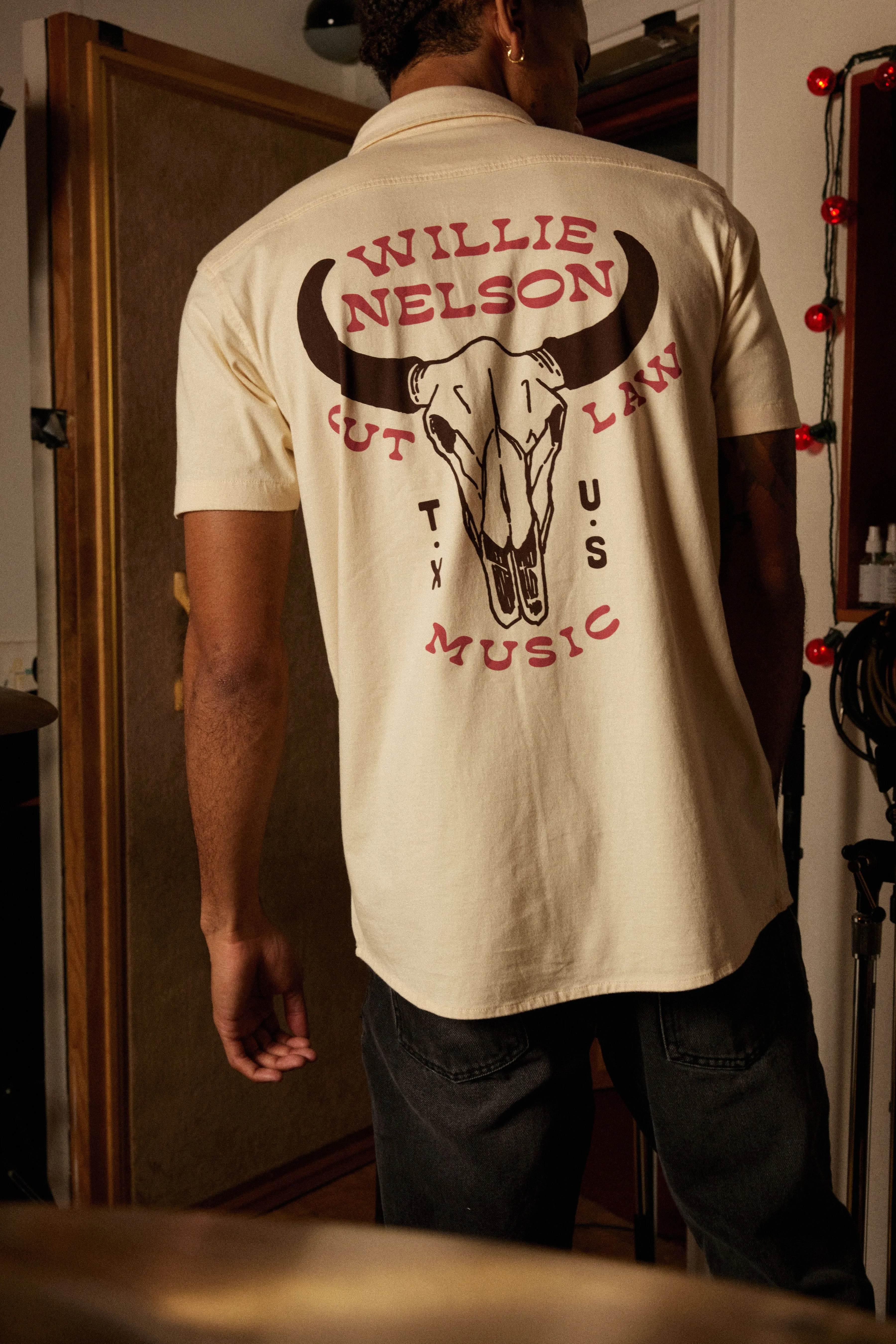American Needle Willie Nelson Brew Master Shirt in Cream