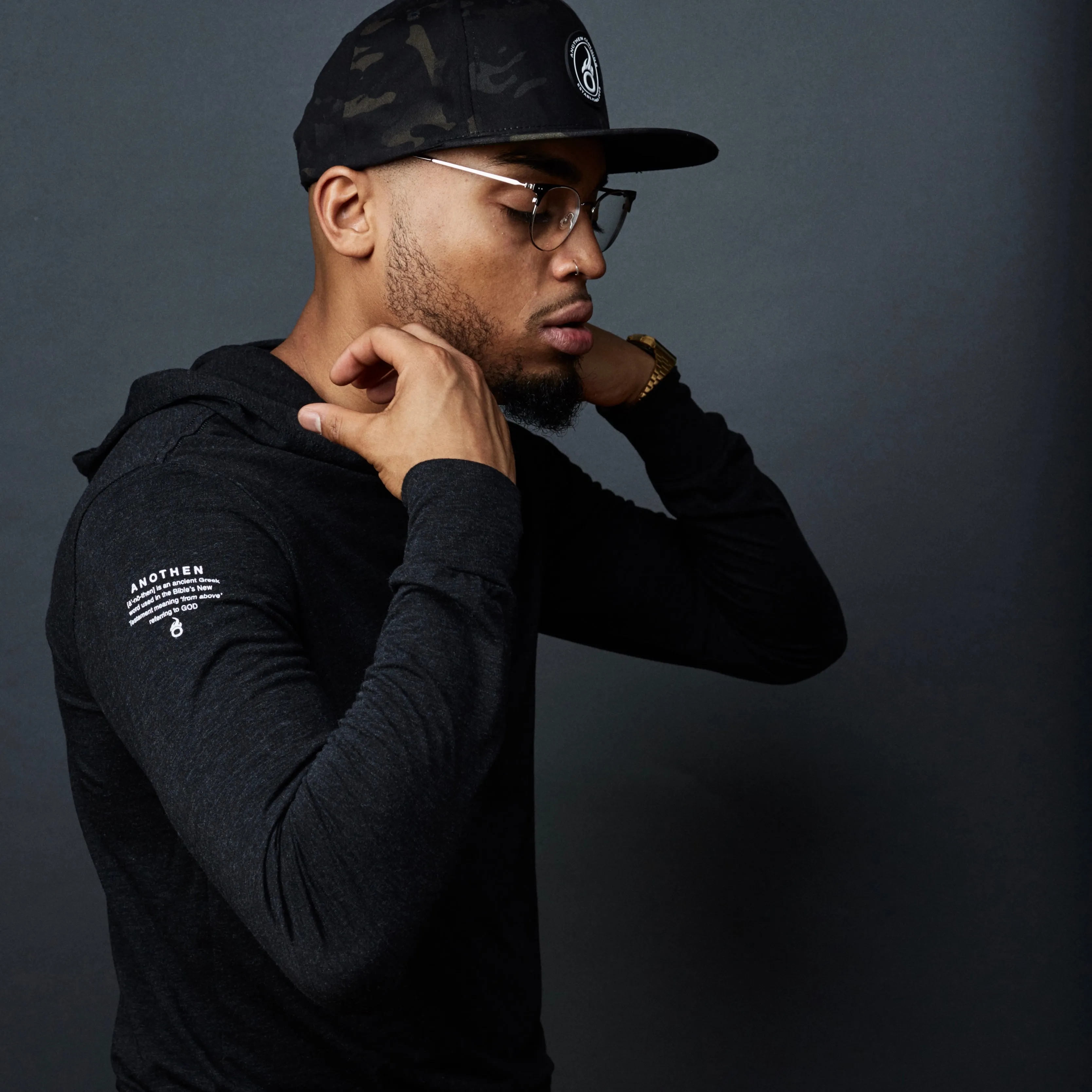 Anothen Hooded Long Sleeve T-Shirt