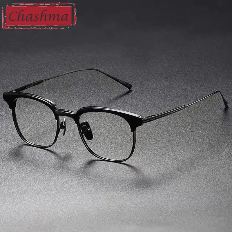 Chashma Unisex Full Rim Square Acetate Titanium Eyeglasses 2147