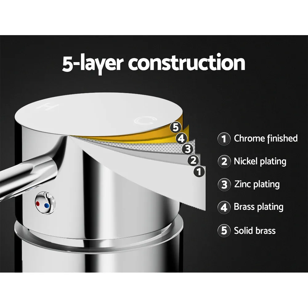 Chrome Brass Basin Mixer Tap, Leak-Resistant | Cefito