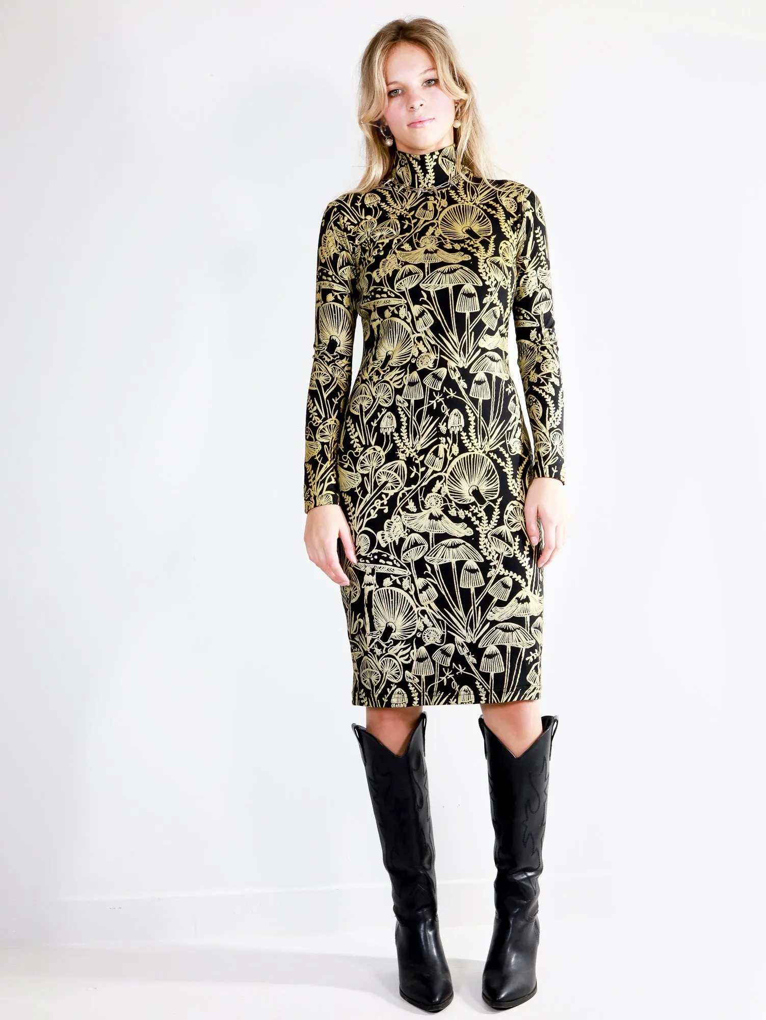 Gold on Black Shroomed Bandit Dress