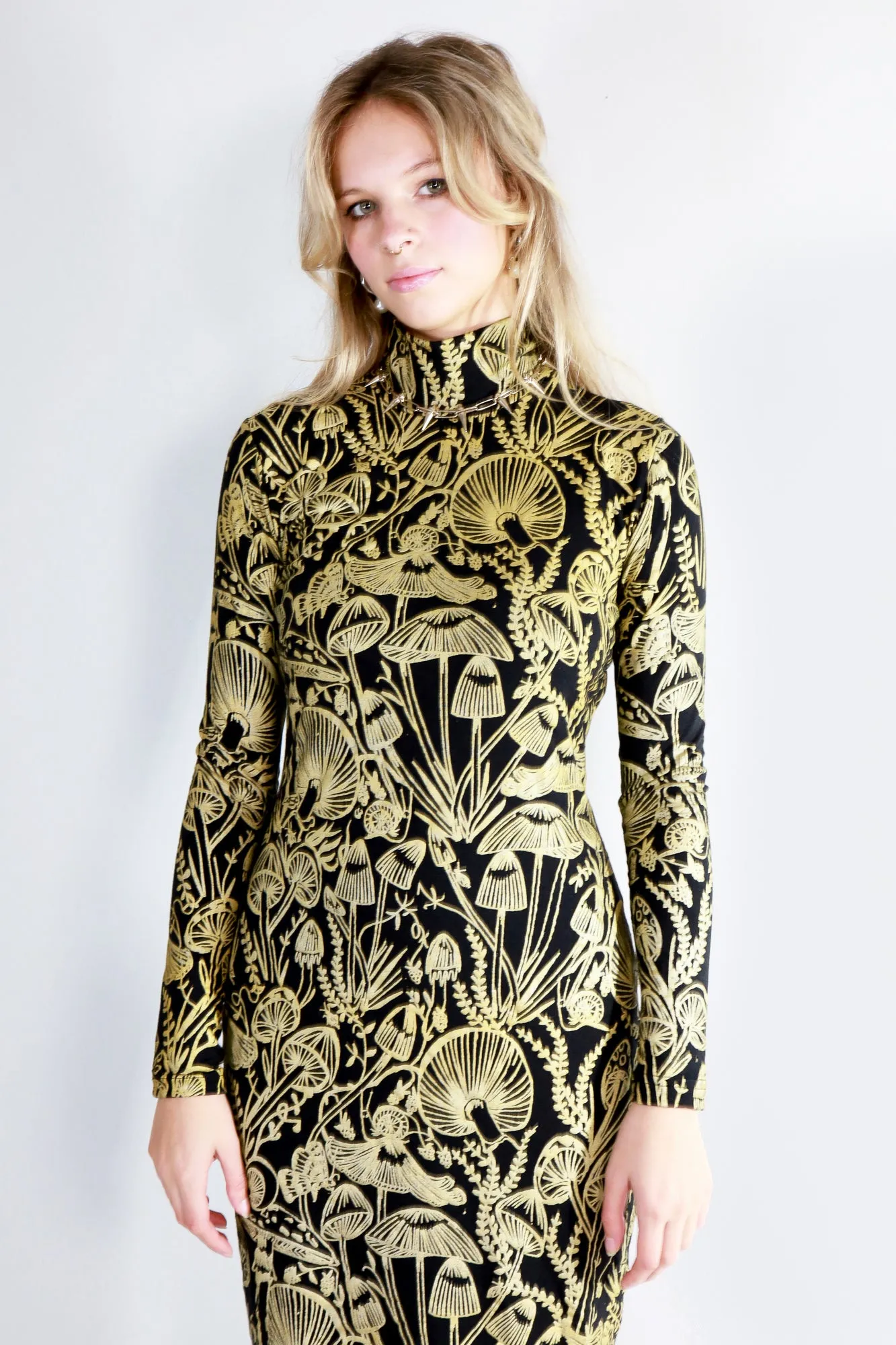 Gold on Black Shroomed Bandit Dress