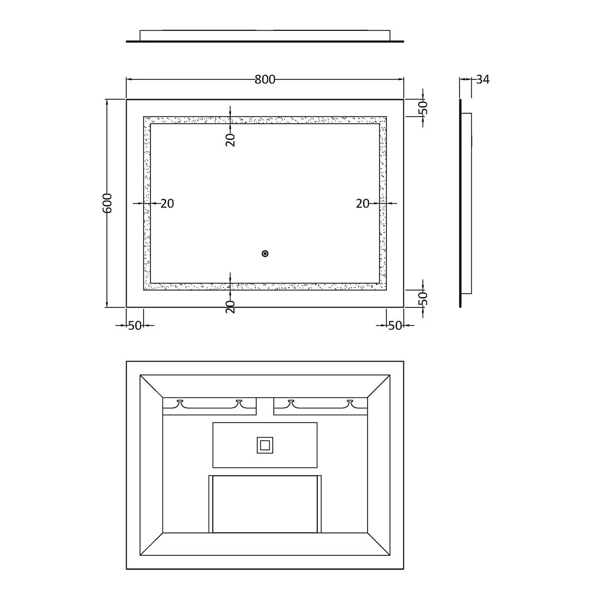 Hudson Reed 800 x 600mm LED Touch Sensor Mirror in Silver