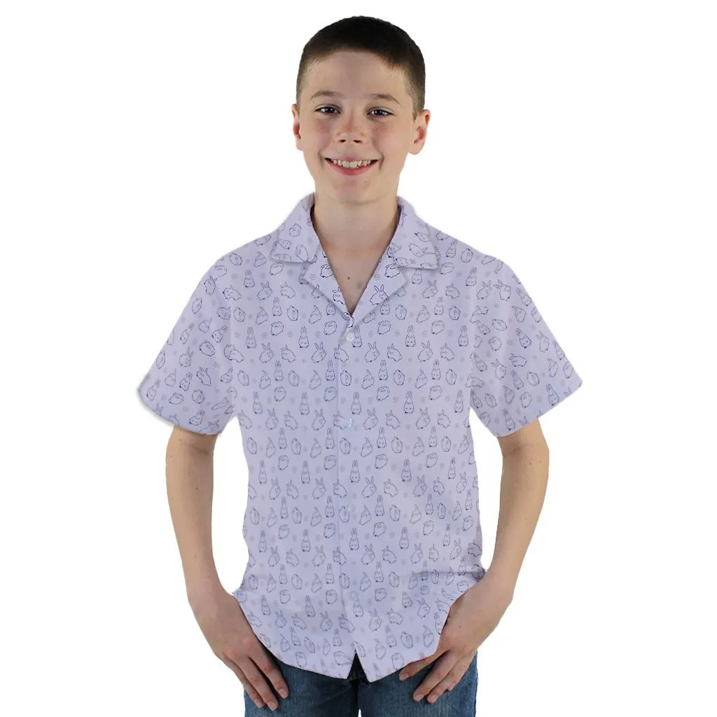 Lilac Anime Bunnies Youth Hawaiian Shirt