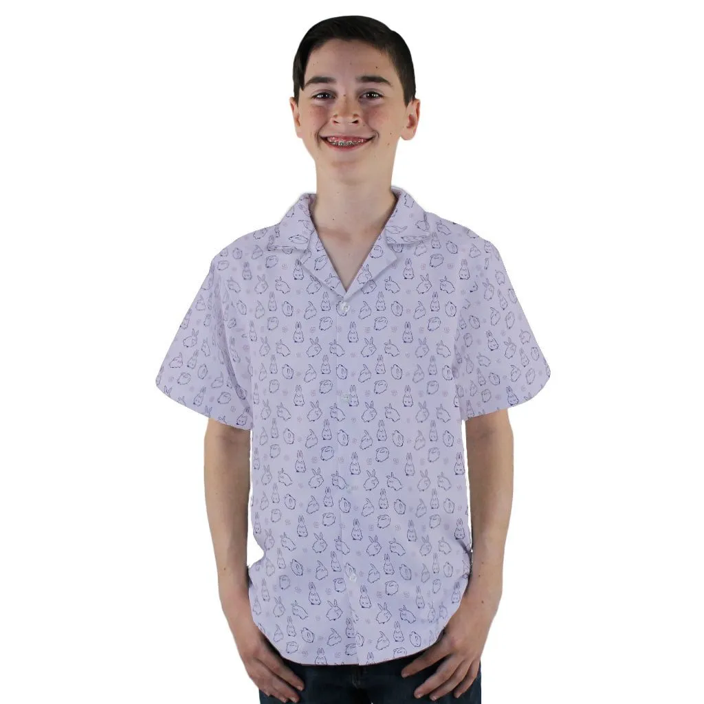 Lilac Anime Bunnies Youth Hawaiian Shirt