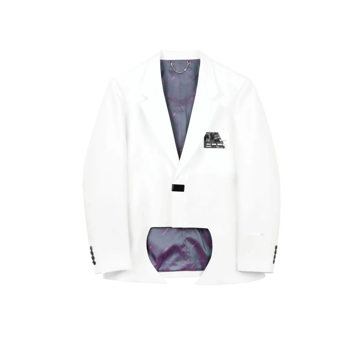 Metal Credit Card Single Breasted Suit White