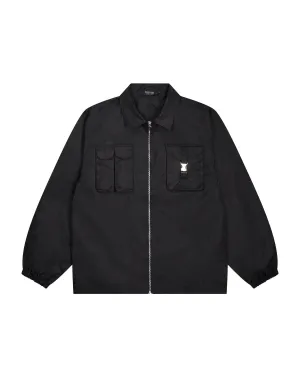 Nylon Twill Coach Jacket - Black