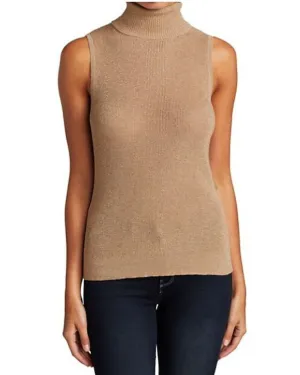 "Sabrina" Metallic Sleeveless Turtleneck Sweater
