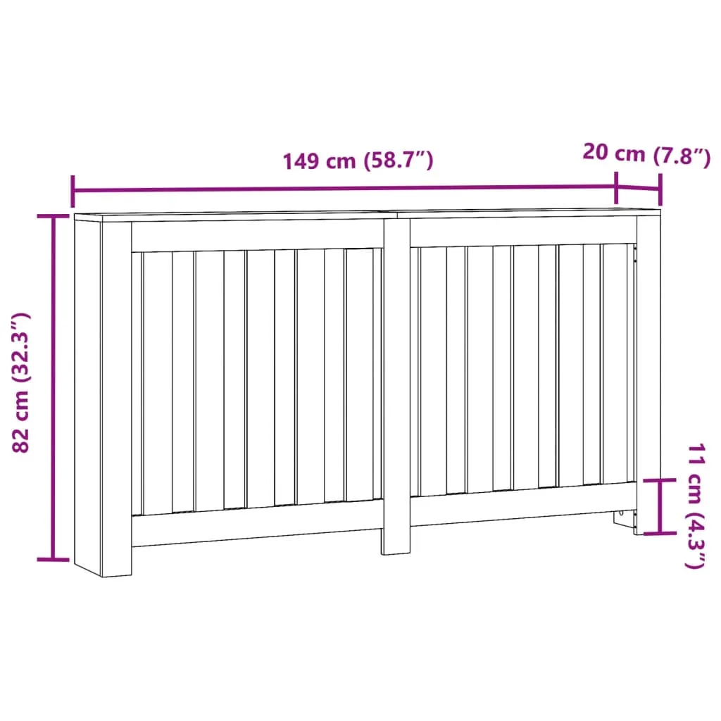 Radiator Cover Concrete Grey 149x20x82 cm Engineered Wood