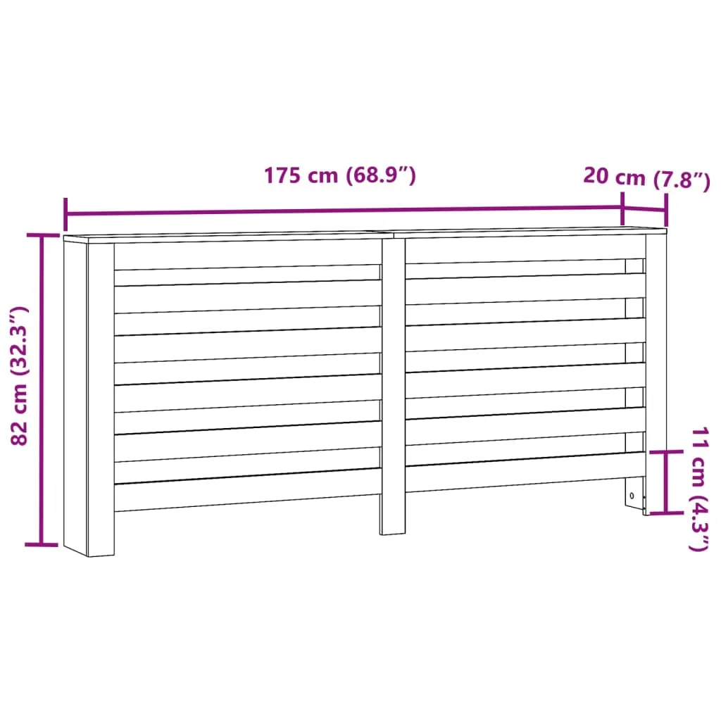 Radiator Cover Grey Sonoma 175x20x82 cm Engineered Wood