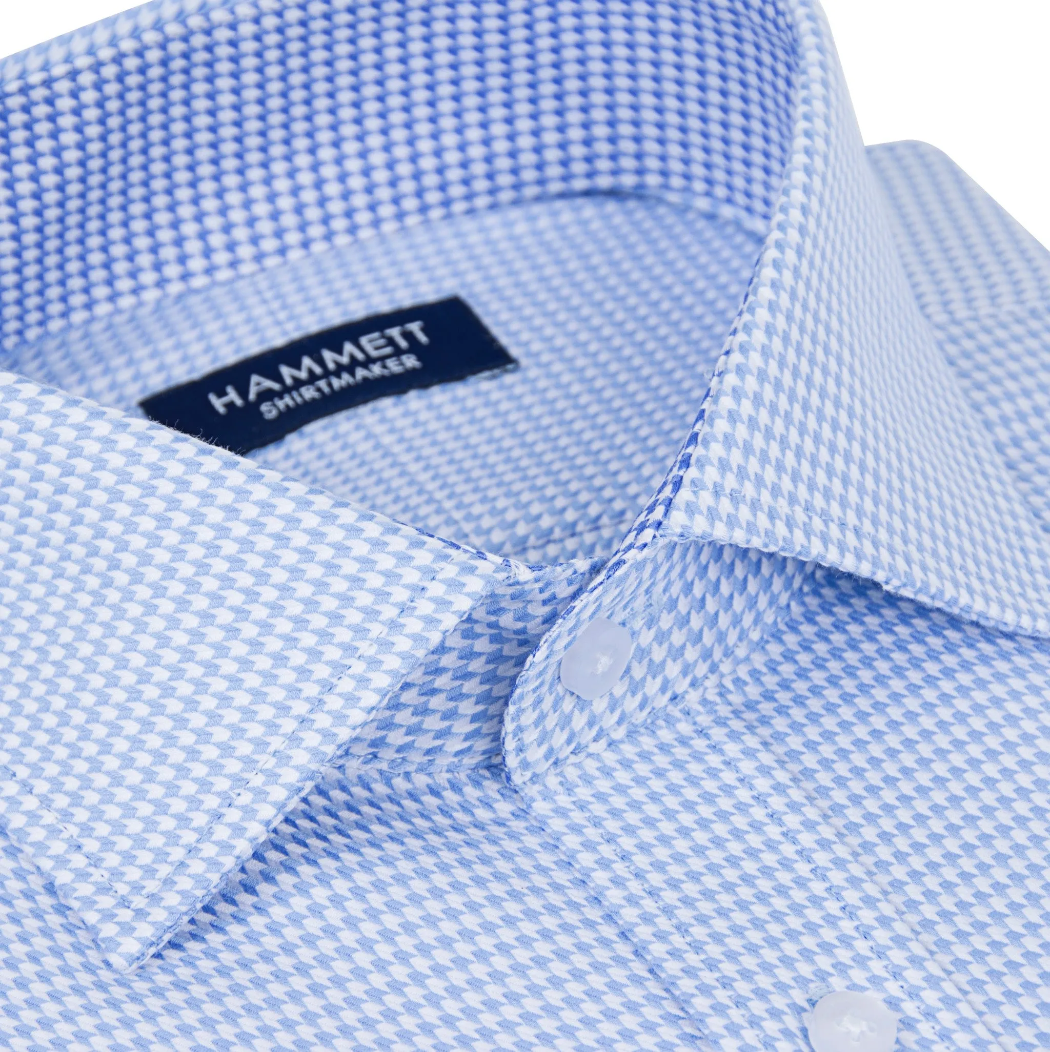 Sky Blue Luxury Twill Dogtooth Check Formal Men's Shirt