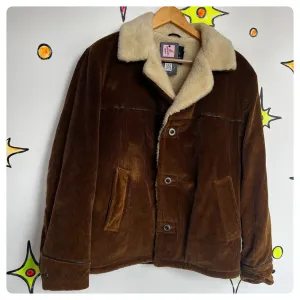 Vintage 70s | Brown Sears Corduroy Sherpa Jacket / Coat | 40 Chest