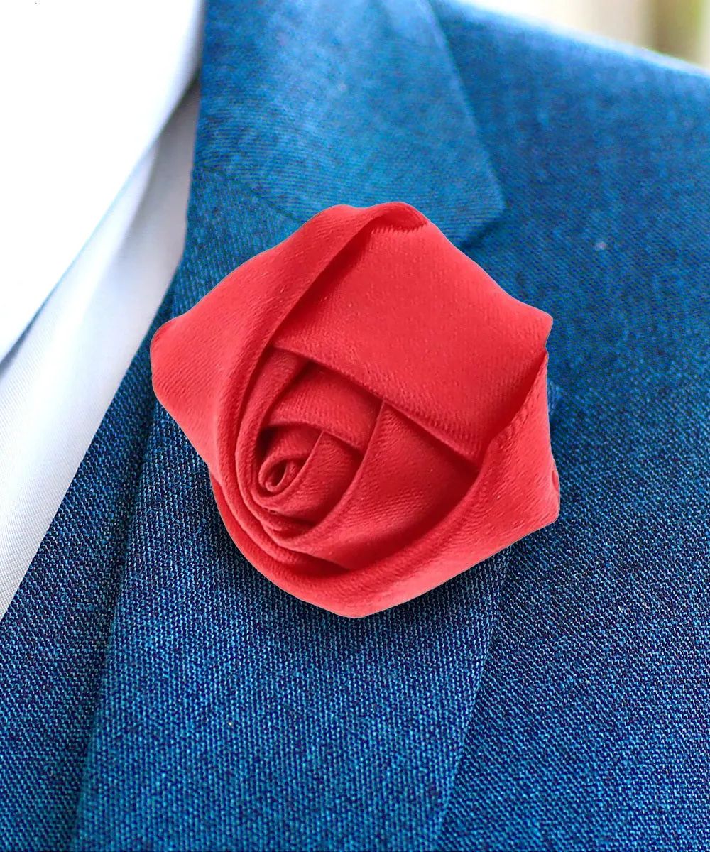 Vittorio Vico Unisex Satin Rose Bud Flower Lapel Pin