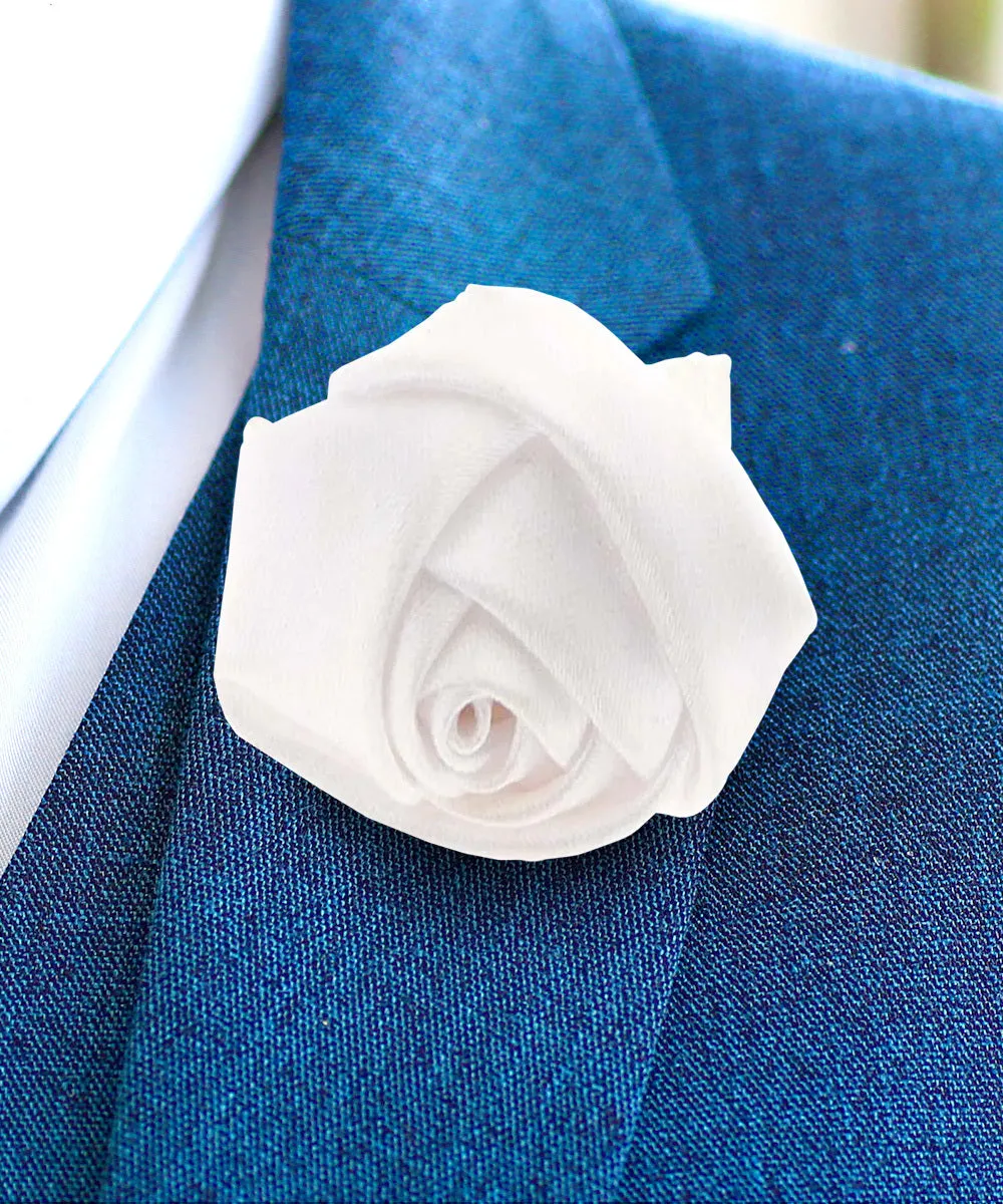 Vittorio Vico Unisex Satin Rose Bud Flower Lapel Pin