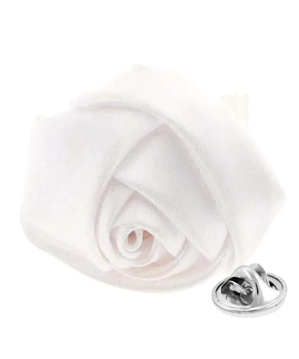 Vittorio Vico Unisex Satin Rose Bud Flower Lapel Pin