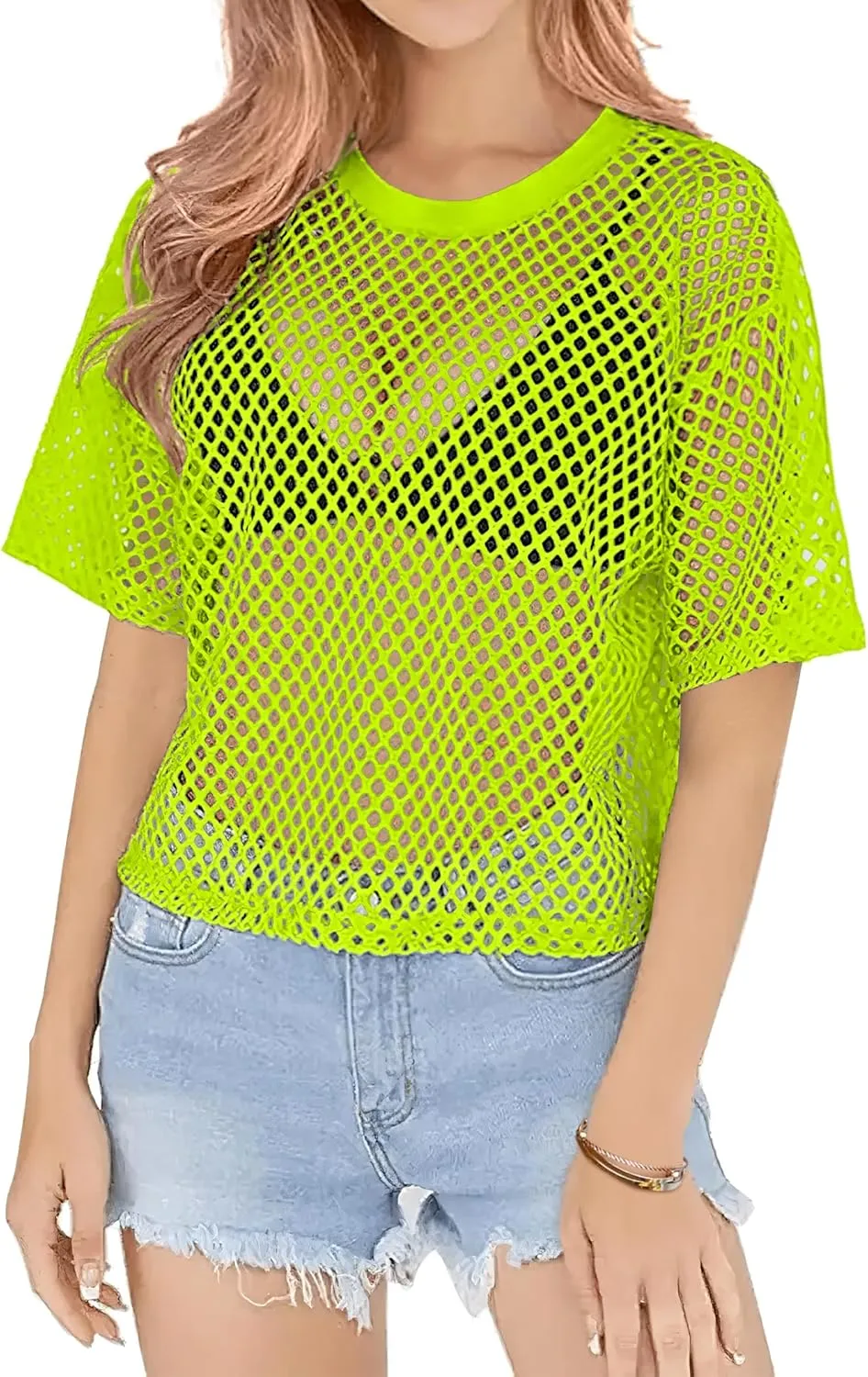 Zeagoo Mesh T Shirts Short Sleeve Hollow Out Shirts